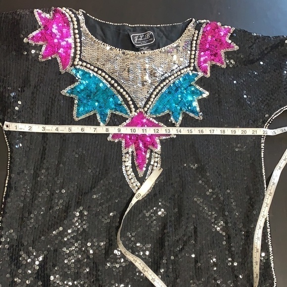 J.L.B vintage silk sequin top - Picture 6 of 9